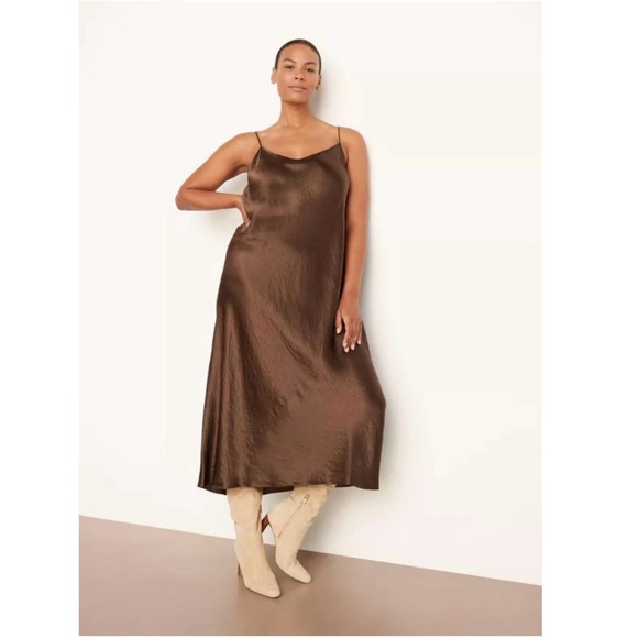 VINCE Satin Slip Dress in Nutwood Size S - Picture 3 of 16